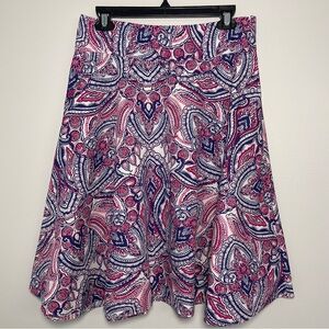 Talbots A-Line Skirt Sz 4 Paisley Lightweight 100% Cotton Pink Blue White